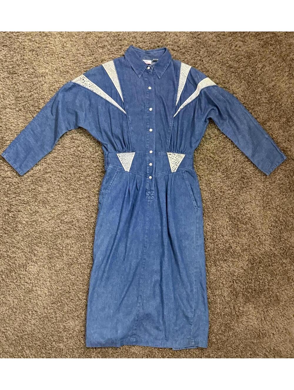 1980's Western Denim Dress from AVON Fashions 80's does 40's - Picture 8 of 10